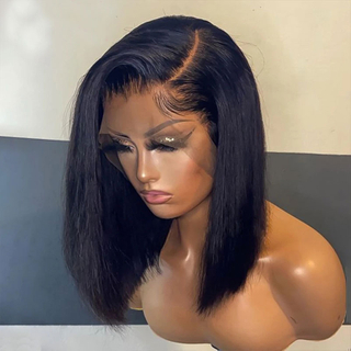 Short Straight Bob Wig For Black Women Brazilian Remy Human Hair Lace Front Wigs 