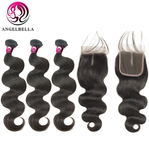  Body Wave Human Hair Bundles Weave With Closure