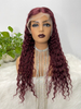 99J HD Lace Front Wigs Human Hair Pre Plucked 180 Density Burgundy Deep Wave Frontal Wig T Part Natural Hairline Human Hair Wigs