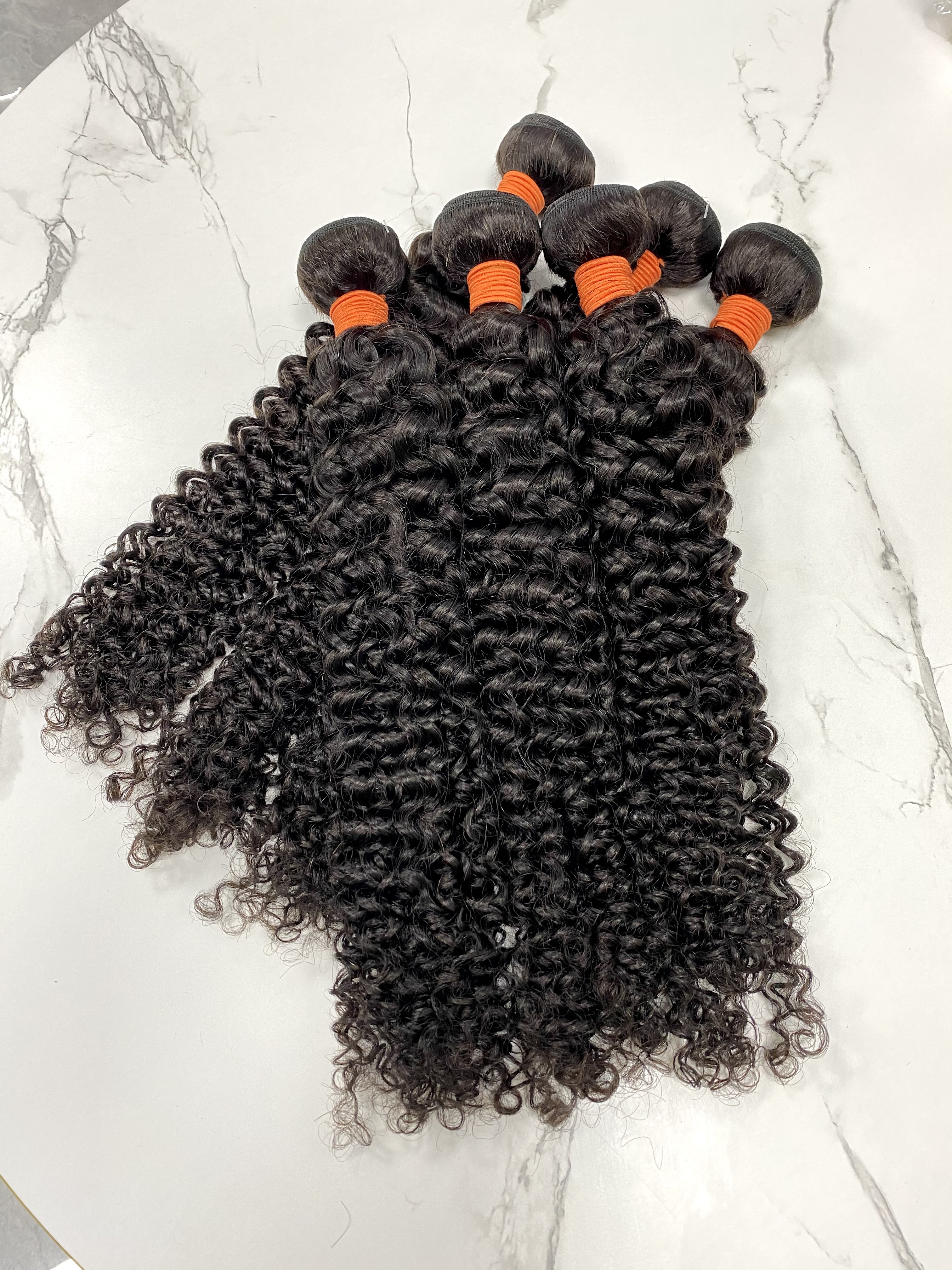 Jerry Curly Human Hair Bundles 6A Grade Unprocessed Remy Hair Extensions Natural Black 10-30 inch 100g/pc