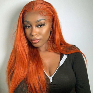 Orange Ginger Color Super Double Drawn Lace Front Wig 13x4
