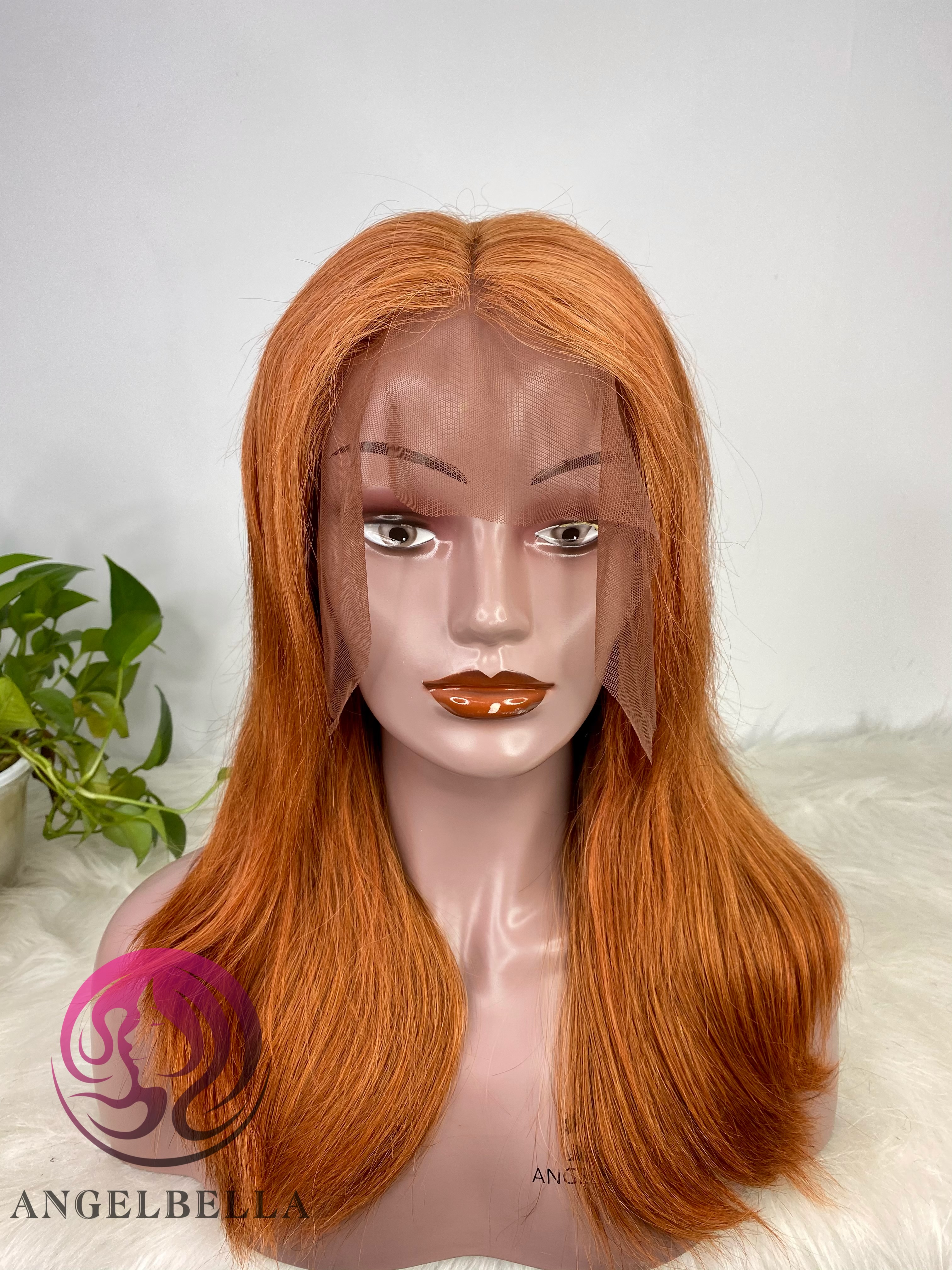 Orange Ginger Color Super Double Drawn Lace Front Wig 13x4