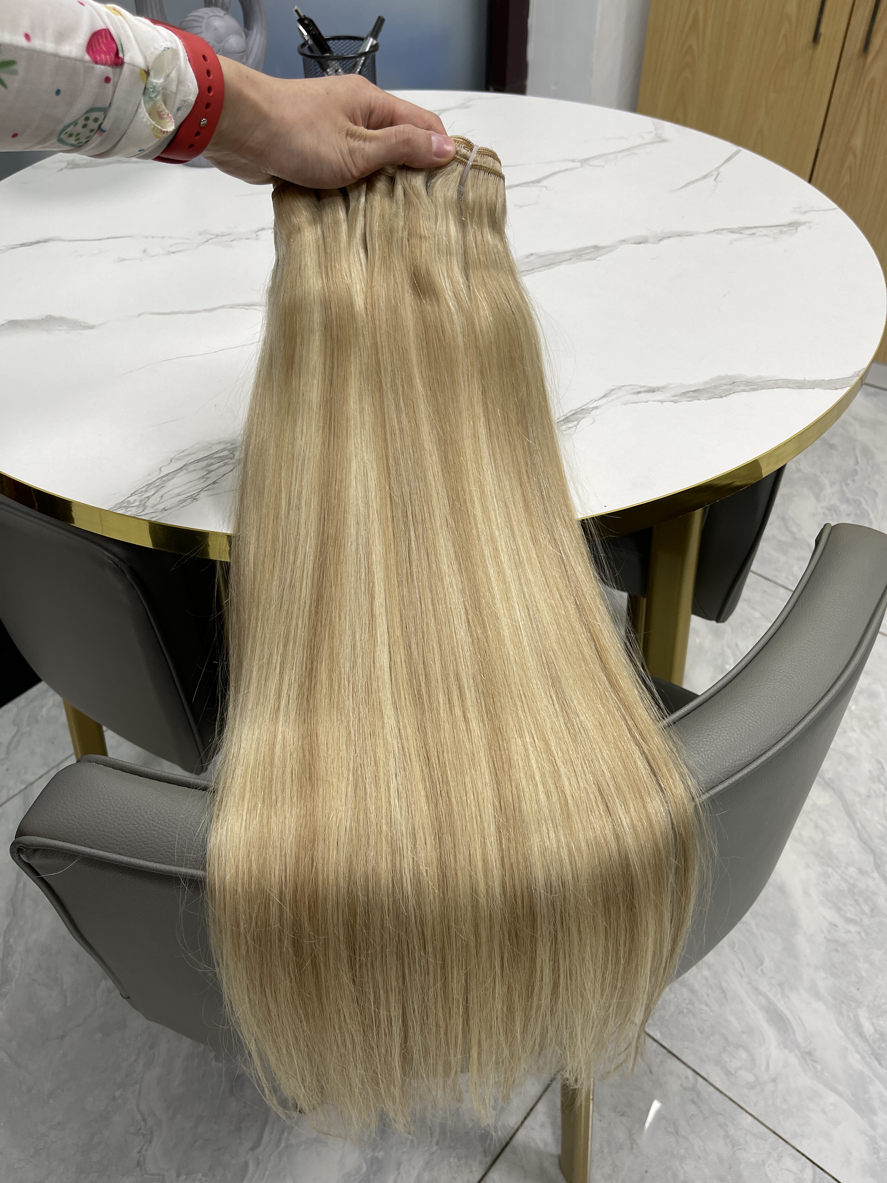 Angelbella 2022 #16/60 Beige Blonde/Blonde Nano Tip Human Hair Bundles Custom Color