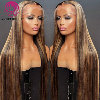 AngelBella DD Diamond Hair 13x6 Hd Human Hair Lace Front Wig Vendors 30 Inch Raw Cambodian Glueless Wig Highlight Color Glueless Human Hair Wig