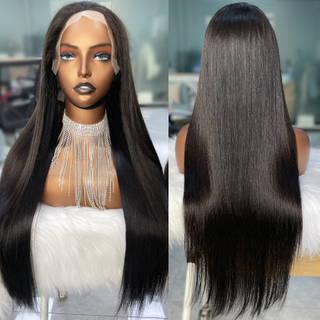 AngelBella Queen Doner Virgin Hair Raw Vietnamese Hair 13X4 1B# Straight Hd Lace Frontal Human Hair Wigs