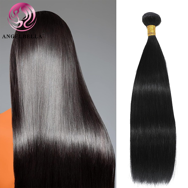 Angelbella Queen Doner Virgin Hair Raw Indian Hair Black Straight 24 Inch Best Extensions Straight Hair Bundle 