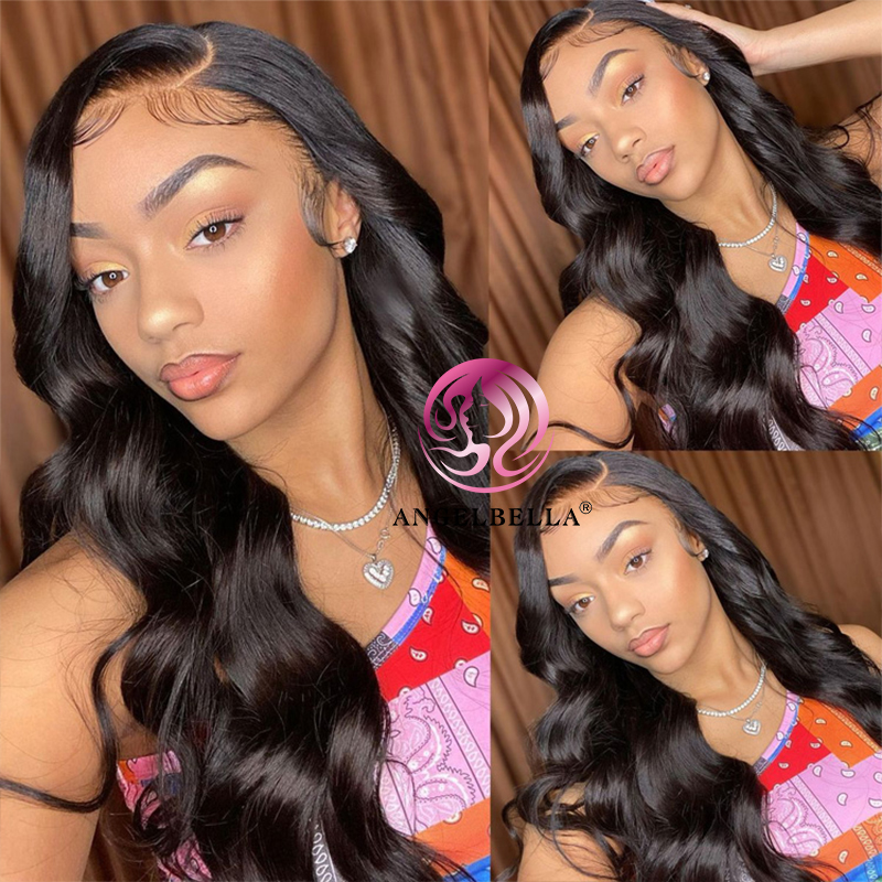 AngelBella DD Diamond Hair 13x4 Lace Frontal Wigs Glueless Transparent Lace Human Hair Wigs Body Wave Lace Front Wig
