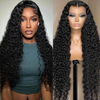 Angelbella 180% Density Glueless Transparent Swiss Lace Front Wig Water Wave Human Hair Lace Frontal Wigs for Black Women