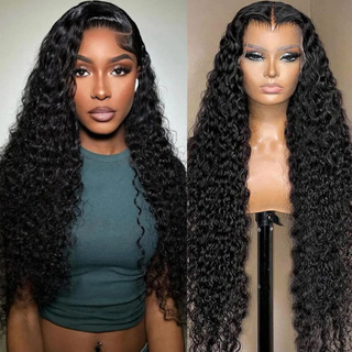 Angelbella 180% Density Glueless Transparent Swiss Lace Front Wig Water Wave Human Hair Lace Frontal Wigs for Black Women