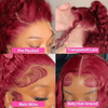 Angelbella 13x4 180% Density Glueless Brazilian Human Hair Transparent Lace Frontal Wigs 99J Water Wave Lace Front Wig for Women