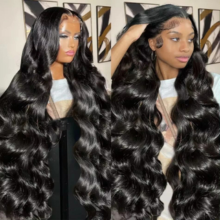 AngelBella 13x4 30Inch Wear and Go Glueless Body Wave Brazilian Human Hair Lace Frontal Wigs HD Lace Front Wigs for Black Women