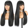 Angelbella Hair Straight Human Hair Wigs with Bangs Brazilian Virgin Human Hair 
