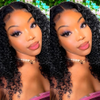 AngelBella Natural Color Jerry Curly 4x4 Long Virgin Remy Hair Wig HD Transparent Glueless Human Hair Lace Closure Wig