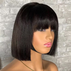 Black Bob Wig with Bangs Full Machine Made Short Straight Bob Wigs for Black Women 8 10 12 14 16 Inch