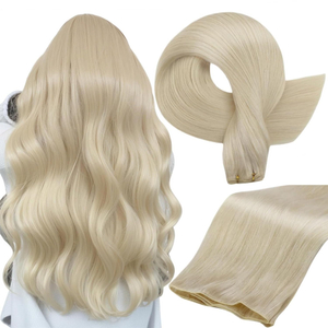 Full Shine Genius Weft Hair Extensions Human Hair Hand Tied Weft Human Hair Extensions 12-30 Inch 100G Extensions Remy Hair Blonde Soft Silky Hair Sew In Extensions For Women