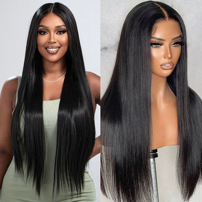 Wholesale 180% Density Transparent 4x4 Lace Closure Straight Hair Wig Glueless Human Hair Wigs for Black Women