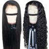 Transparent Deep Wave Lace Frontal Human Hair Wig Middle Part