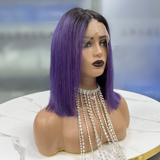Purple Ombre Wig Colorful Wigs for Girls Shoulder Length Synthetic Raven Cosplay Party Wigs for Women
