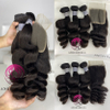 Brazilian Raw Hair Bundles With 4x4 Closure Loose Wave Bundles