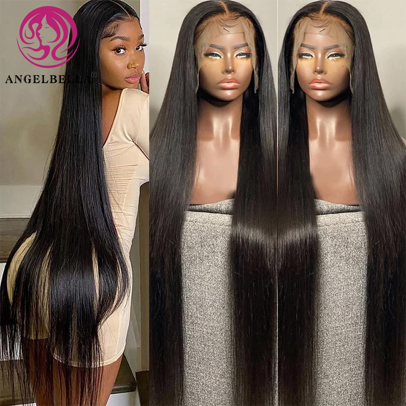 AngelBella Queen Doner Virgin Hair 13x4 Transparent Raw Cuticle Aligned Human Hair HD Lace Frontal Wig For Black Women 