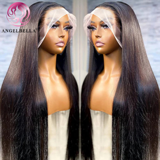 AngelBella DD Diamond Hair Glueless 13X4 Transparent Natural Straight Wigs Human Hair Lace Front
