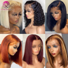 Wholesale Brazilian Human Hair Lace Frontal Wig Transparent Swiss Glueless Smooth Straight Short Bob Wigs for Black Women