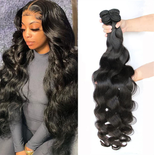 AngelBella Wholesale High Quality Brazilian Remy Human Hair Natural Black Double Drawn Hair Extension Body Wave Bundles