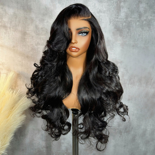 AngelBella Wholesale 13x4 Brazilian Human Hair Transparent Swiss Glueless Frontal Wig Body Wave Lace Front Wigs for Women