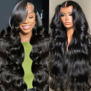 High Quality Natural Brazilian Human Hair 180% Density Transparent Lace Front Glueless Body Wave Lace Frontal Wig for Women