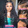 AngelBella 12-40 Inch Water Wave Lace Front Wigs Human Hair Pre Plucked 13x6 Deep Part HD Lace Frontal Wig 180 Density Curly Human Hair Wig for Women