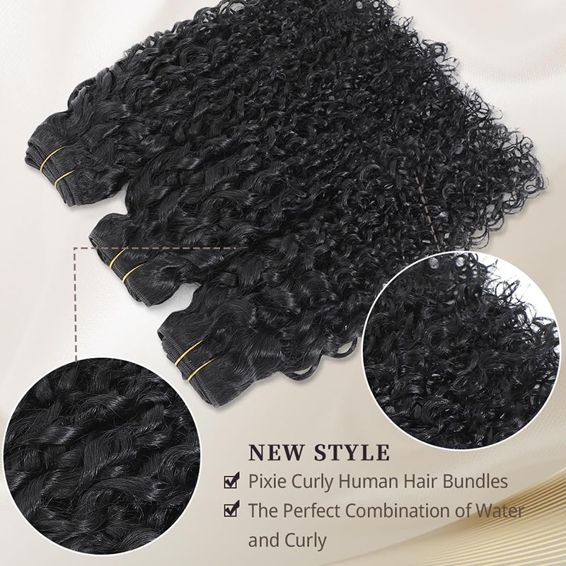 Top Grade Vendor PiXie Curly Bundles Human Hair 100% Unprocessed Brazilian Virgin Human Hair Bundles Inch PiXie Curly Weave Bundle Curly Hair Extensions