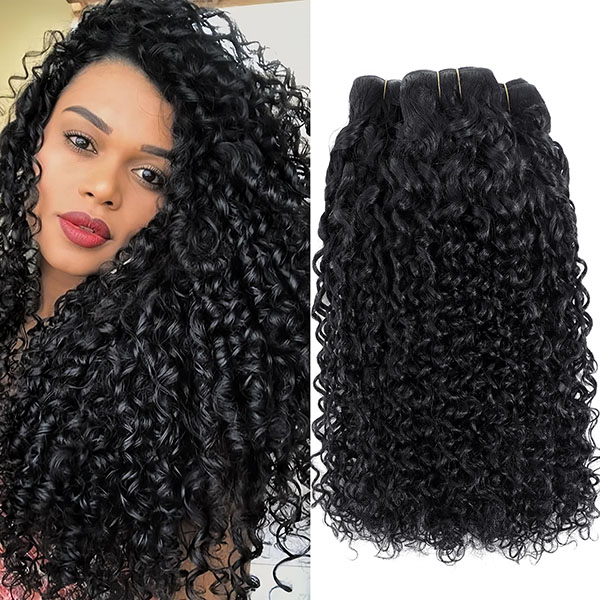 AngelBella Pixie Curly Bundles Human Hair,Water Wave Human Hair Weave Bundles,100% Raw Virgin Hair Extensions